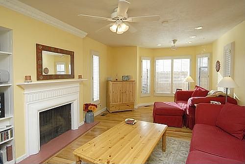 Living Room with Wood Burning Fireplace