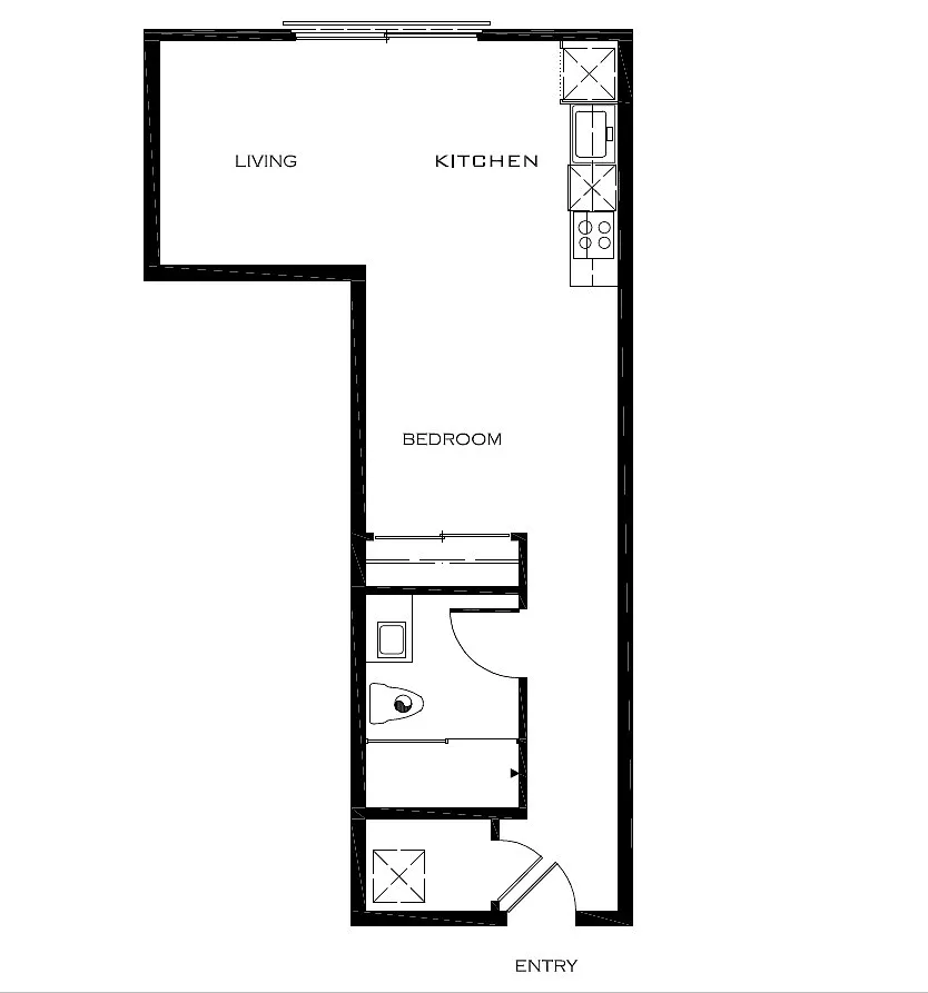 Floor plan Studio 1 Bath