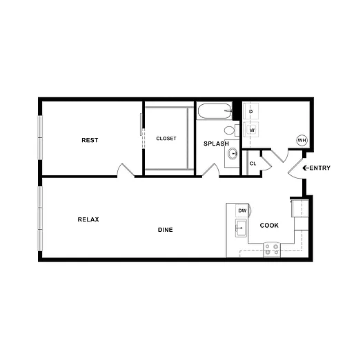 Floor plan 1 Bed/1 Bath-Alloy
