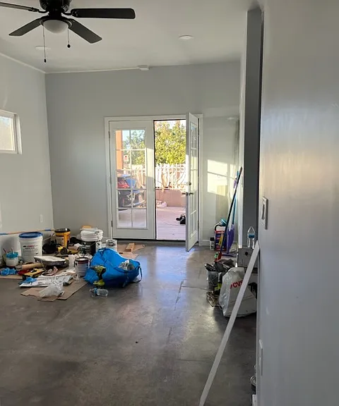 Main entrance leading straight to living room/kitchen