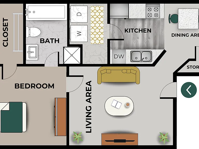 1 Bedroom, 1 Bath Floor Plan 1 Bedroom, 1 Bath Floor Plan