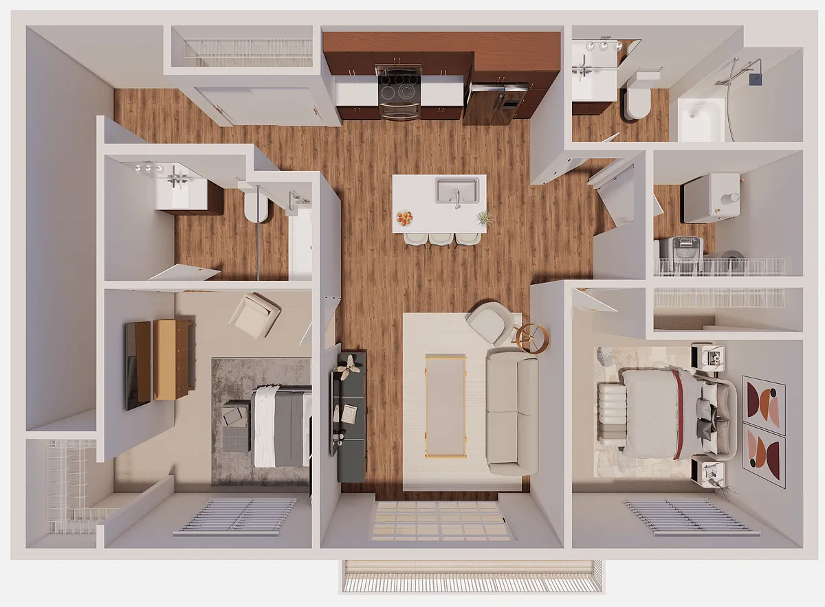 Floor plan D3 Second Floor 2 Bedroom with Garage