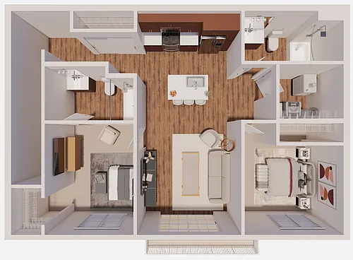 Floor plan D3 Second Floor 2 Bedroom with Garage