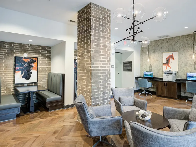 Community Workspace Featuring Desktop Stations and Casual Seating