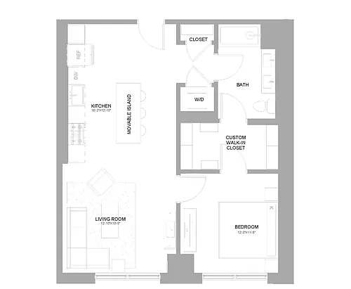 Floor plan 1 Bed/1 Bath-1.8N