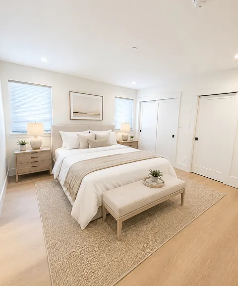 Large primary bedroom with ample closet space and plenty of natural light.