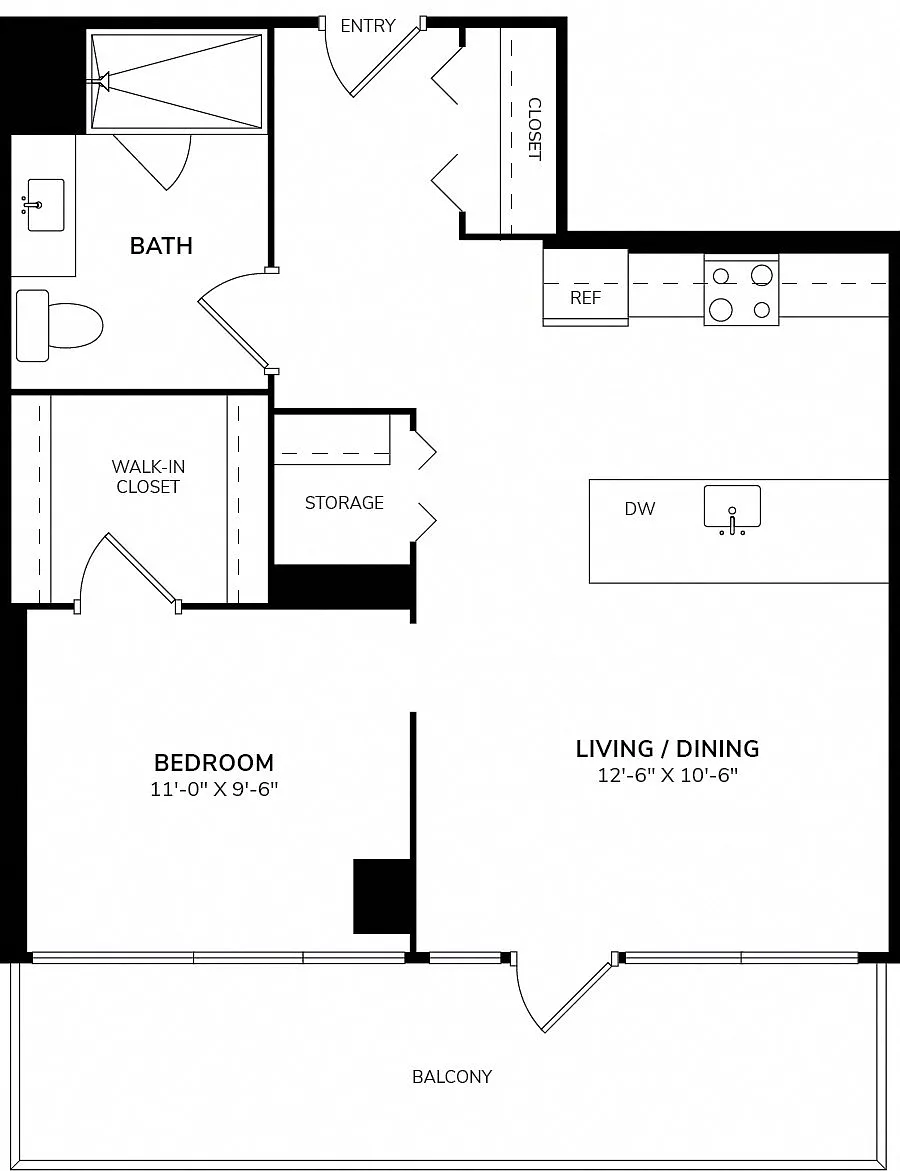 Floor plan Convertible One Bedroom A