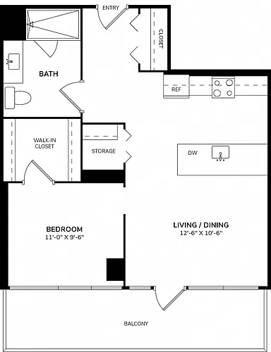 Floor plan Convertible One Bedroom A