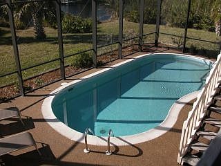 screened, heated pool