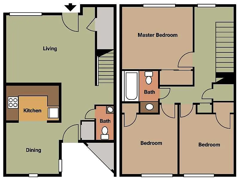 Floor plan 3 Bedroom 1 Bath