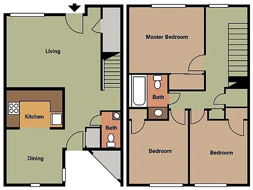 Floor plan 3 Bedroom 1 Bath