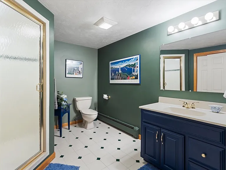Basement bathroom with shower.