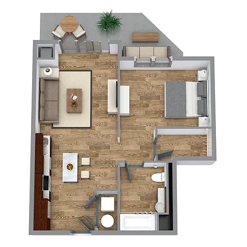 Floor plan The 1 Bedroom 9 (Orange)