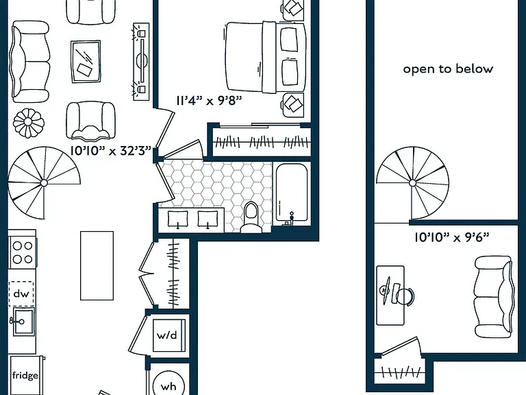 One Bedroom One Bath Loft (768 SF) One Bedroom One Bath Loft (768 SF)