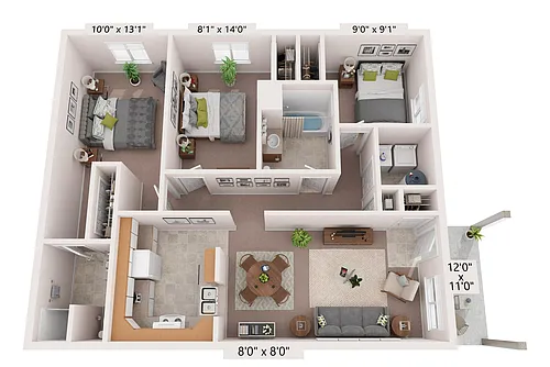 Floor plan 3 Bedroom 2 BTH