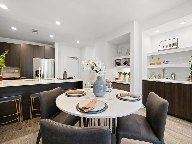 Built-in desks and dry bars in select homes