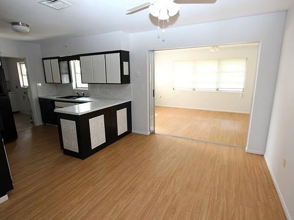 Dining Room with new vinyl wood look flooring.