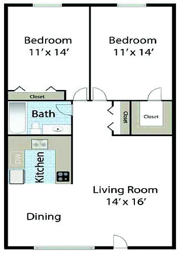 Floor plan 2bd/1ba