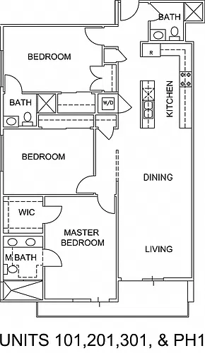 Floor plan Three- Bedroom Three-Bathroom - A