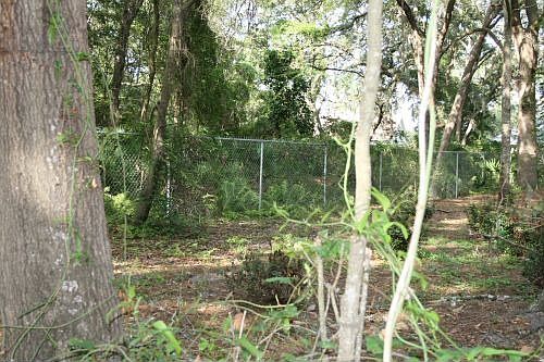 6 ft ain link fenruns across back of property