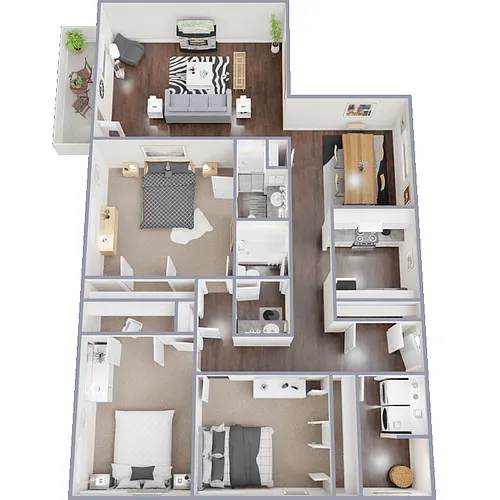 Floor plan 3 Bedroom 2 Bath