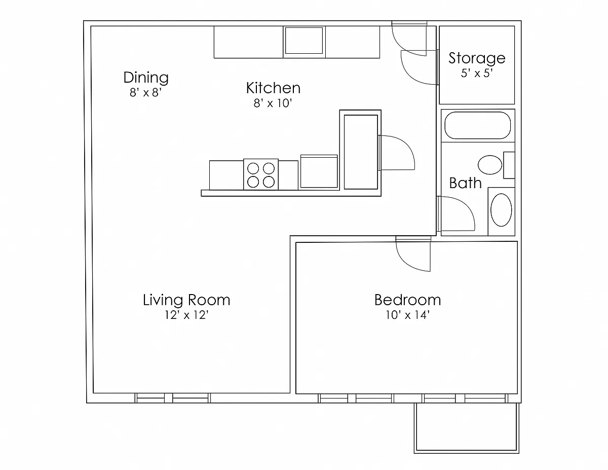 Floor plan 1 Bedroom B