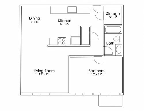 Floor plan 1 Bedroom B