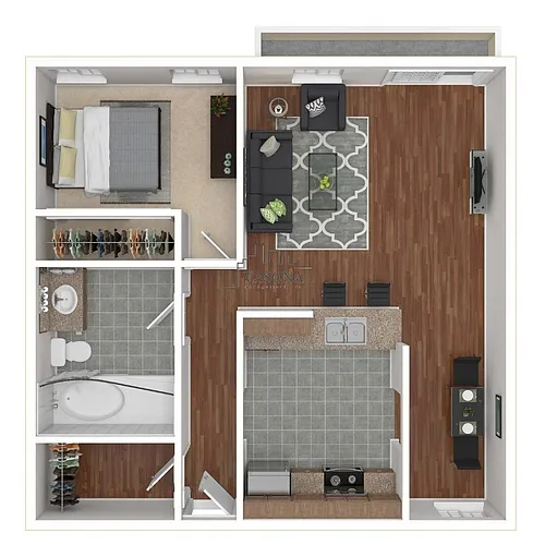 Floor plan Lakeshore 1x1