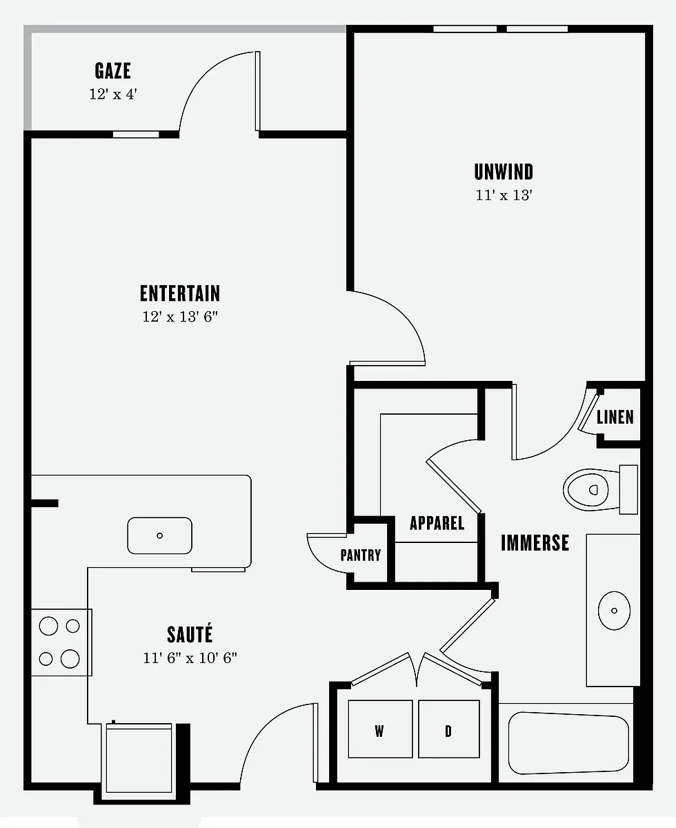 Floor plan One Bedroom One Bath