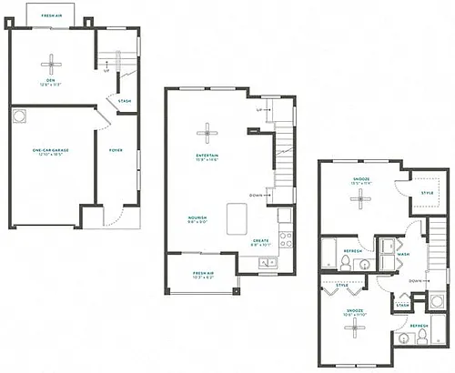 Floor plan 2G Den Townhome Renovation 3