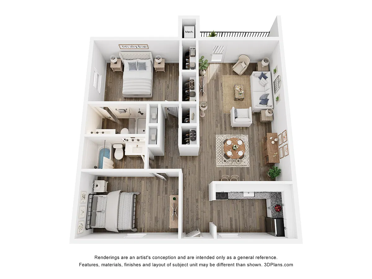 Floor plan B2 | 2 Bedrooms | 2 Bathrooms