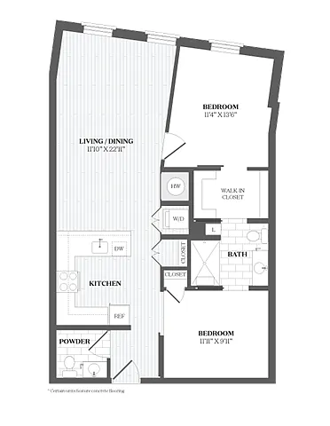 Floor plan 2 Bed/1.5 Bath-A6 367 Orange 2 Bed / 1.5