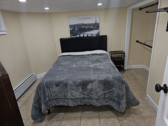 Full size bed and bedroom