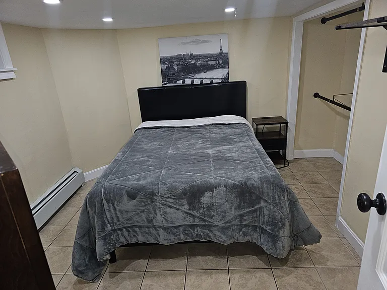 Full size bed and bedroom