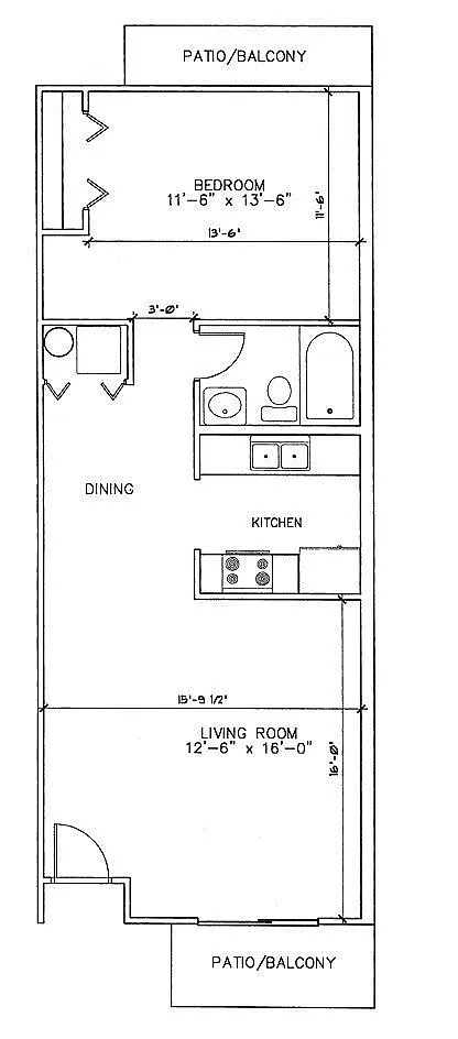 Floor plan 1 Bed 1 Bath