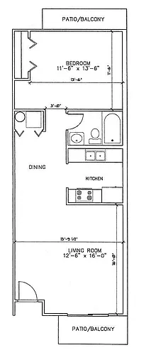 Floor plan 1 Bed 1 Bath