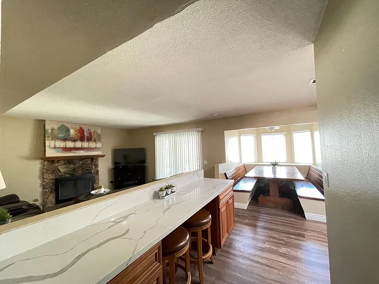 Entry into great room - bar stop seating