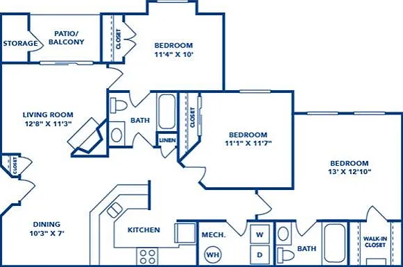 3 Bedroom | 2 Bath | 1260 SF 3 Bedroom | 2 Bath | 1260 SF