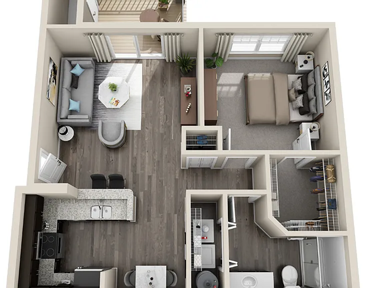 1 Bedroom/1 Bathroom Sm1x1