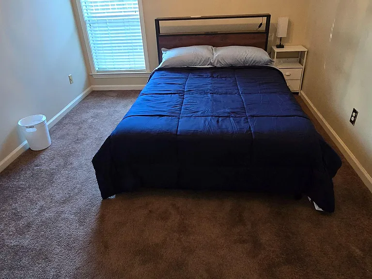 Additional charging ports and LED lighting on nightstand and bedframe.