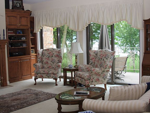 Living room with sliding doors to deck
