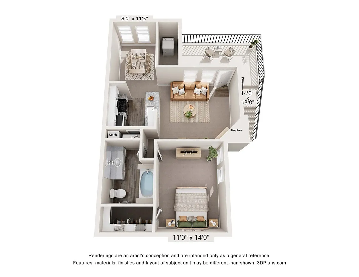 Floor plan 1 Bedroom 1 Bathroom