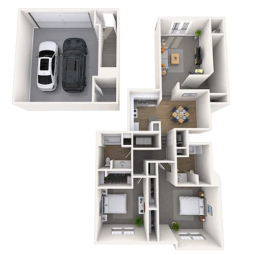Floor plan Carriage Home 2x2 1281-1338 SF