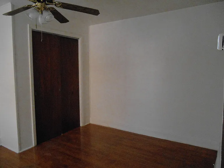 dinning room with ceiling fan and a big closet