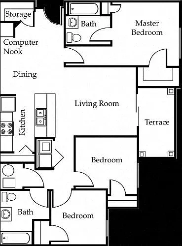 Floor plan Three Bedroom Two Bathroom