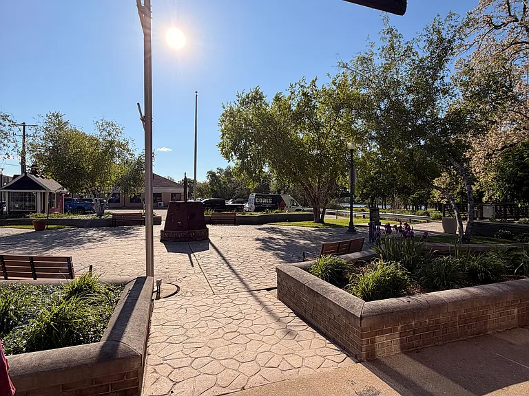 Right outside; Canal Port Plaza on the historic I&M canal