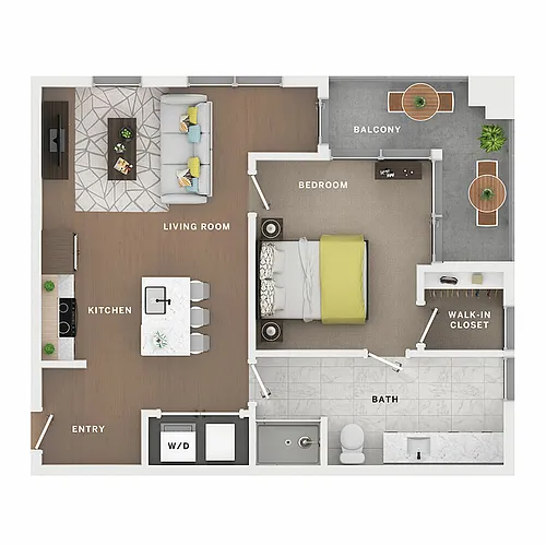 Floor plan 1BR/1BA - Mercer