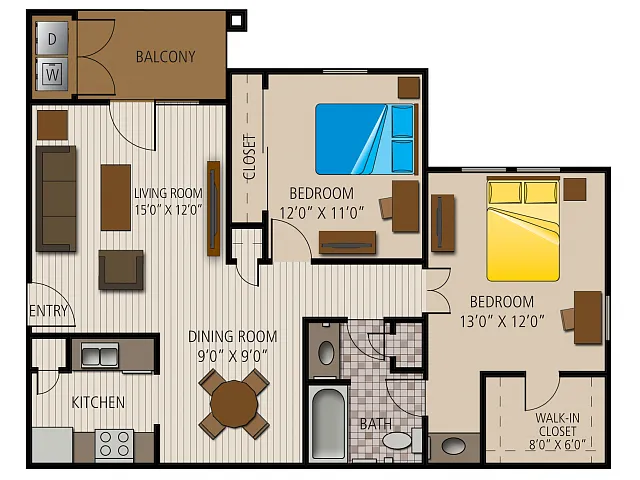 Floor plan Kerrville 2x1