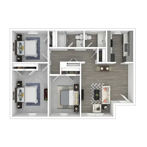 Floor plan Income-Restricted 3 Bedroom, 1.5 Bath 60%
