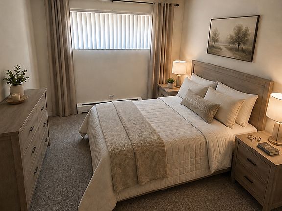 bedroom with furniture added to show space